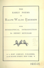 The early poems of Ralph Waldo Emerson