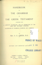 Handbook to the grammar of the greek testament 