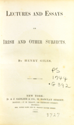 Lectures and Essays on Irish and Other Subjects
