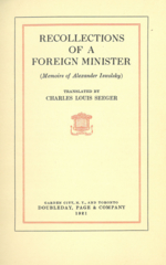 Recollections of a Foreign Minsiter