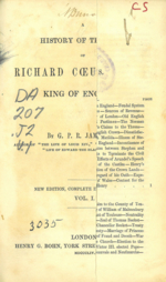 History of the life of Richard Coeur de Lion, King of England Vol 1 & 2