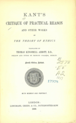 Kant's Critique of Practical Reason and Other Works on the Theory of Ethics